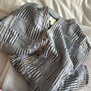 Oversized patch blue top